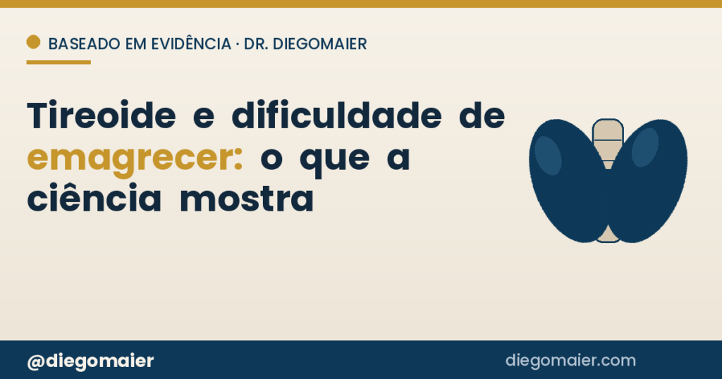 Ilustração de tireoide com o título Tireoide e dificuldade de emagrecer